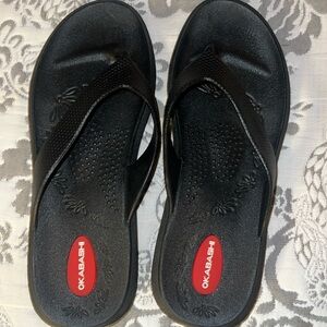 Okabashi Women’s Flip Flops Size Large Black Slip-on Thong Sandals